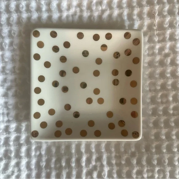 White and Gold Polka Dot Trinket Dish - Picture 2 of 3